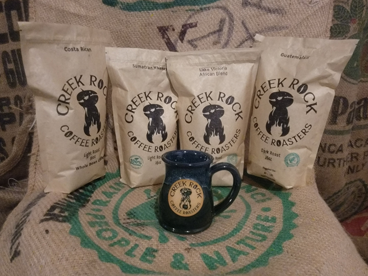 Creek Rock Coffee American Made Coffee Mugs (Hunter Green, Blue), SHIPPING INCLUDED in PRICE